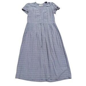 Christy Dawn M Medium Gray Charcoal Plaid Wrap Maxi Dress Sustainable